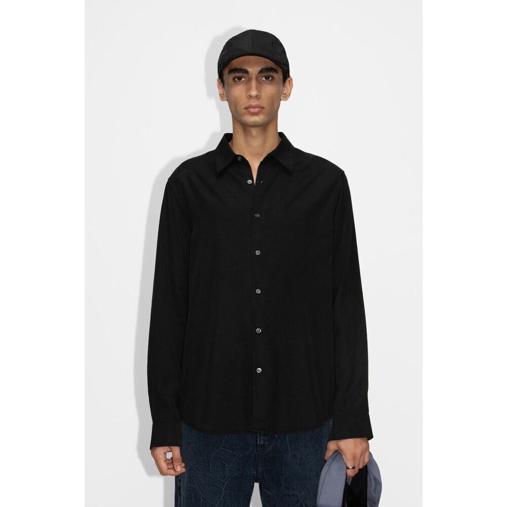 Hope Stockholm Button Up Shirt Dig Shirt Collar Black Silver Buttons 40 / 48